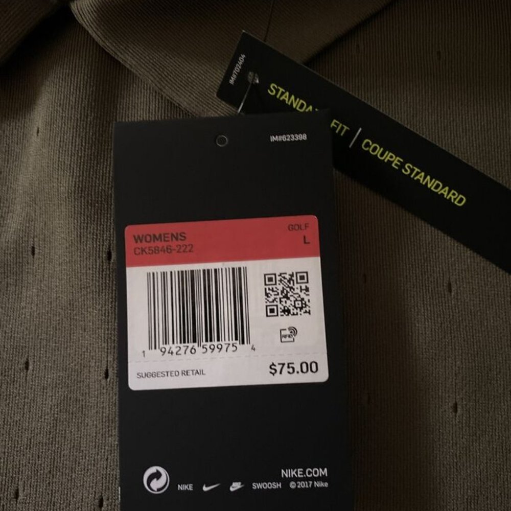 L Nike Dri-Fit Ace Golf Polo Shirt Olive Green CK5846-222 Women’s vent NWT $75 - Picture 6 of 9